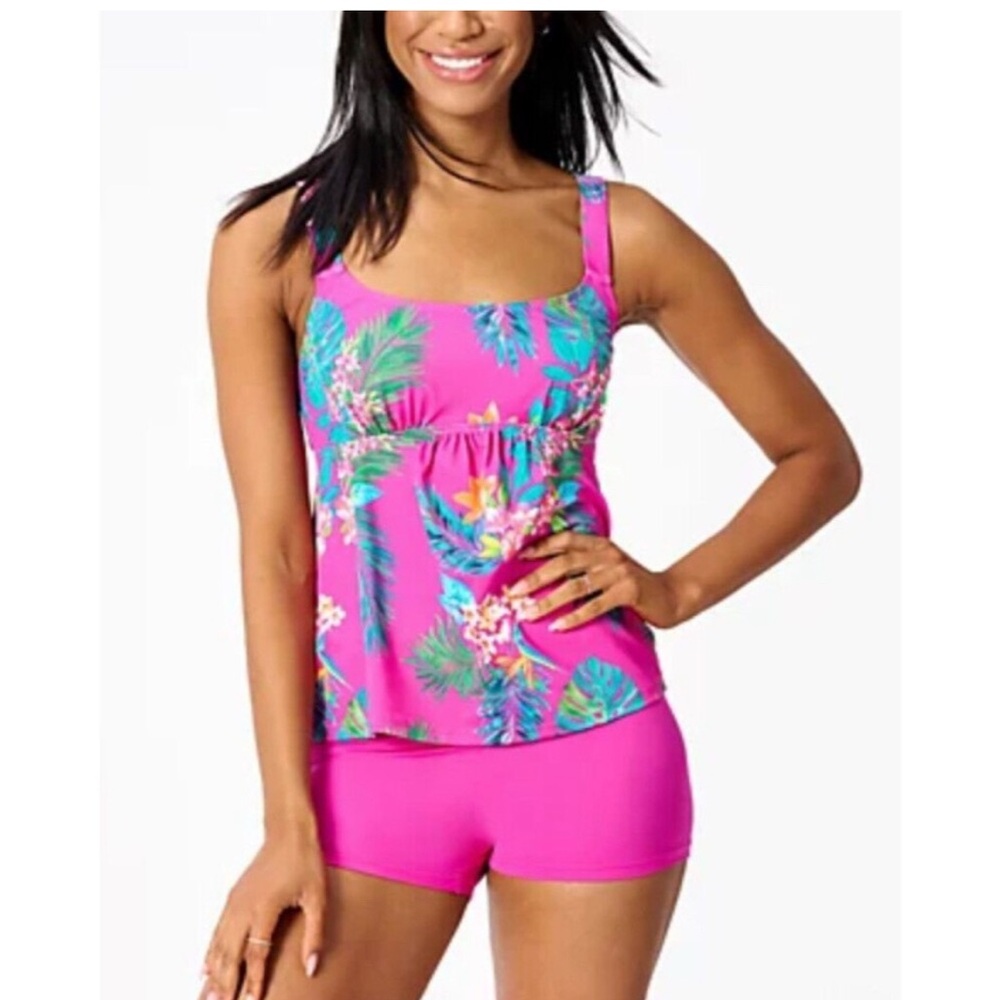 Swimsuits For All Tropical Pink Tankini